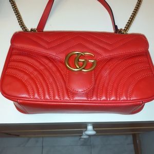 Red Envelope style shoulder bag with chain strap